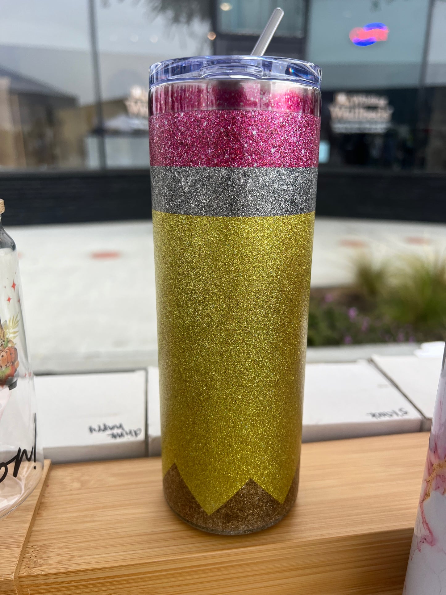 Glitter pencil tumbler